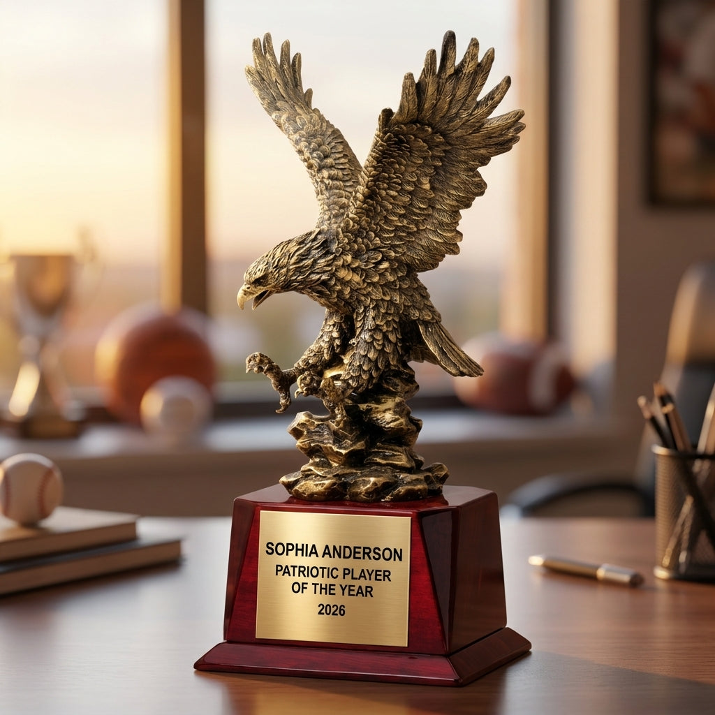 Patriotic Award Trophy | Personalized | Custom Engraved | Eagle Trophy | Military Award | Veteran Gift | USA Pride - View 5