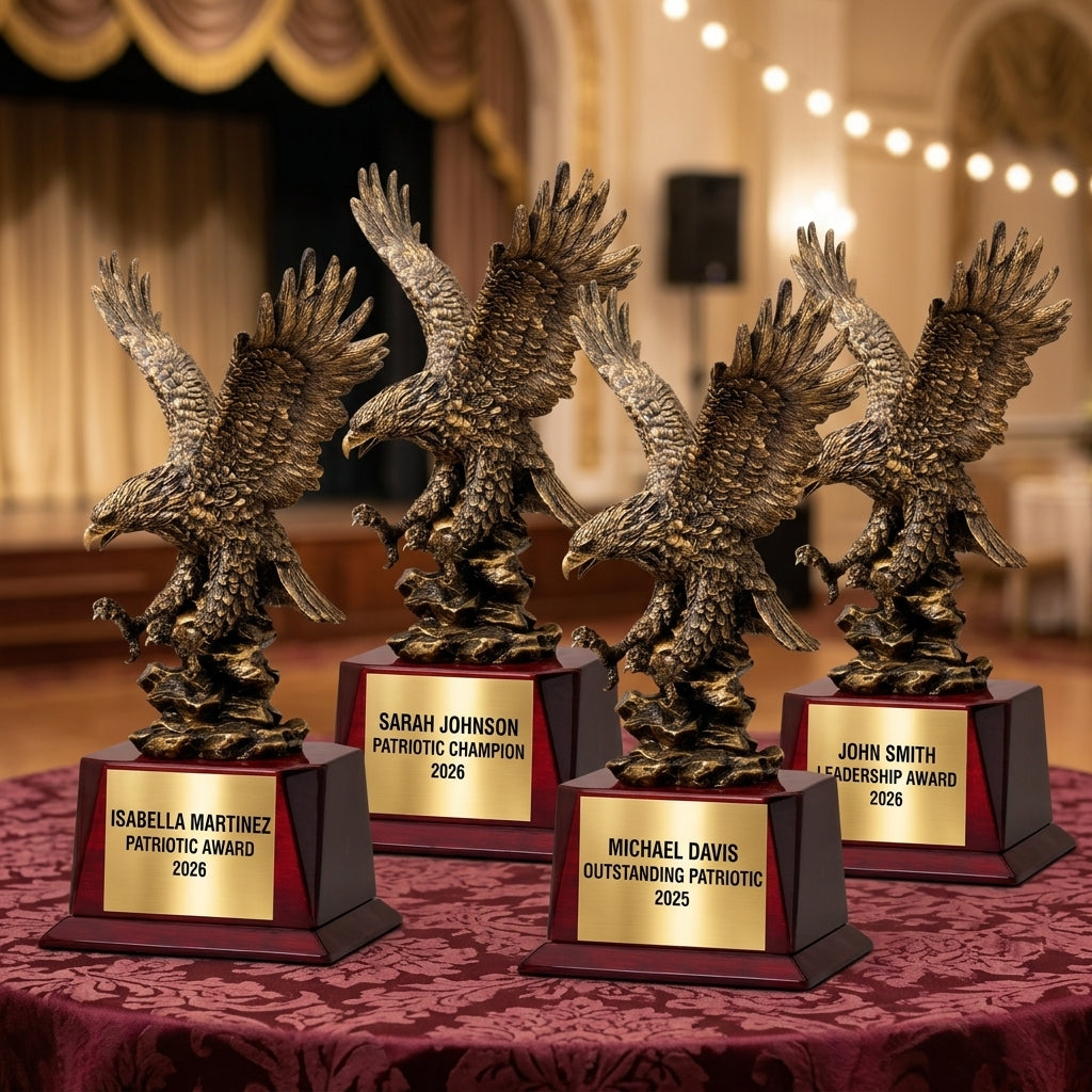 Patriotic Award Trophy | Personalized | Custom Engraved | Eagle Trophy | Military Award | Veteran Gift | USA Pride - View 6