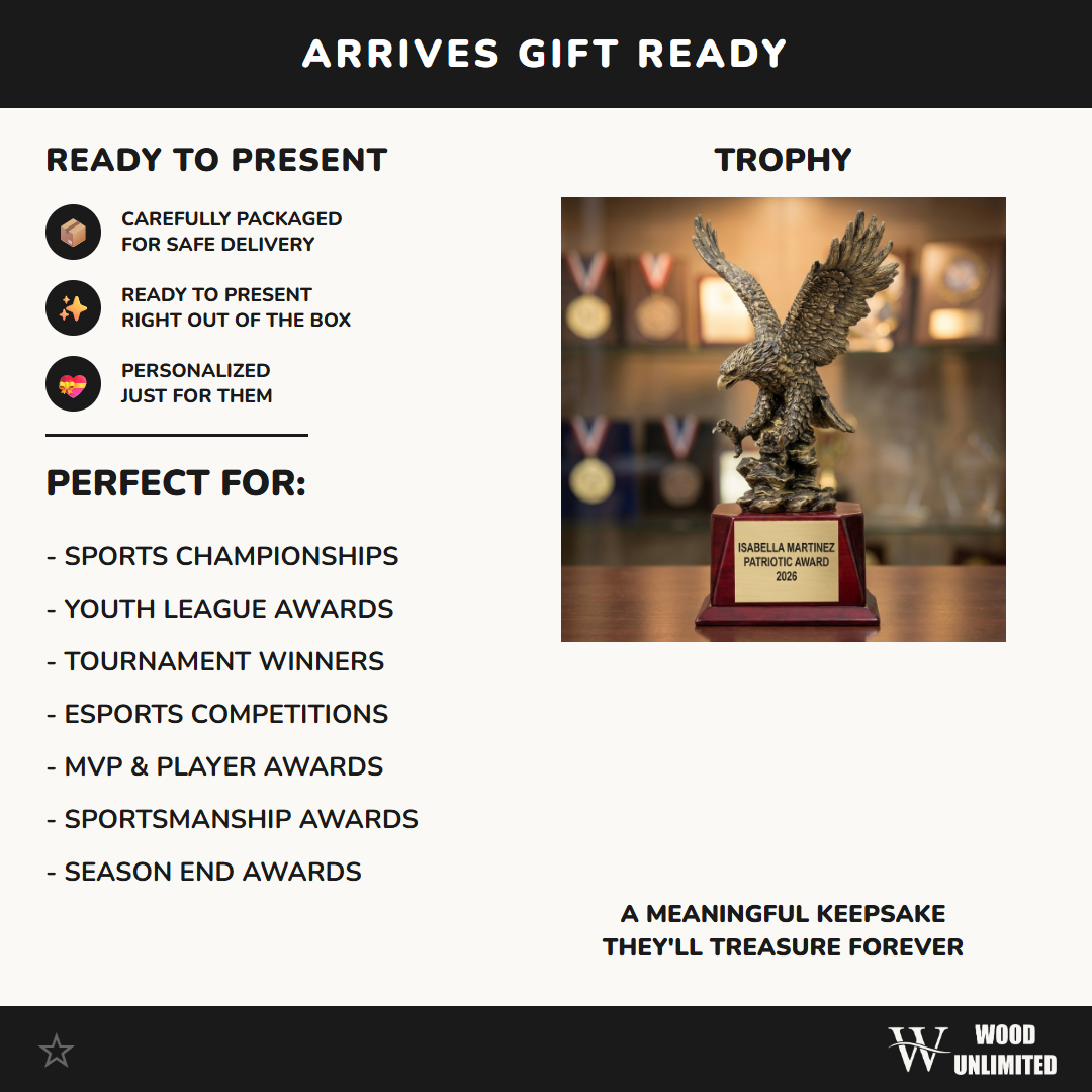 Patriotic Award Trophy | Personalized | Custom Engraved | Eagle Trophy | Military Award | Veteran Gift | USA Pride