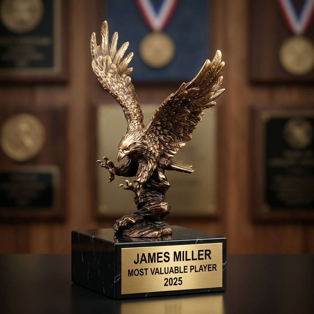 Personalized | Eagle Award | Custom Engraved | Eagle Trophy | Patriotic Award | Military Gift | Retirement Award | Employee Recognition - View 3