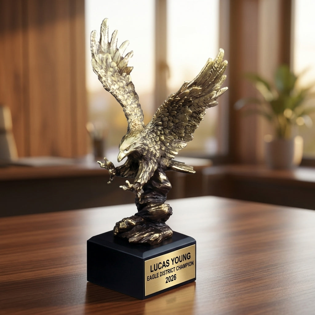 Personalized | Eagle Award | Custom Engraved | Eagle Trophy | Patriotic Award | Military Gift | Veteran Recognition | Corporate Award - View 5