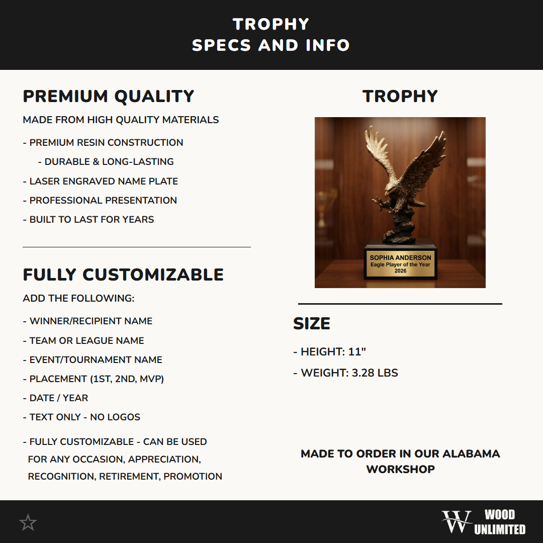 Personalized | Eagle Award | Custom Engraved | Eagle Trophy | Patriotic Award | Military Gift | Veteran Recognition | Corporate Award