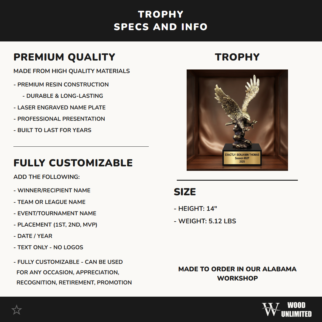 Personalized | Eagle Award | Custom Engraved | Eagle Trophy | Personalized Award | Engraved Eagle | Corporate Gift | Military Award