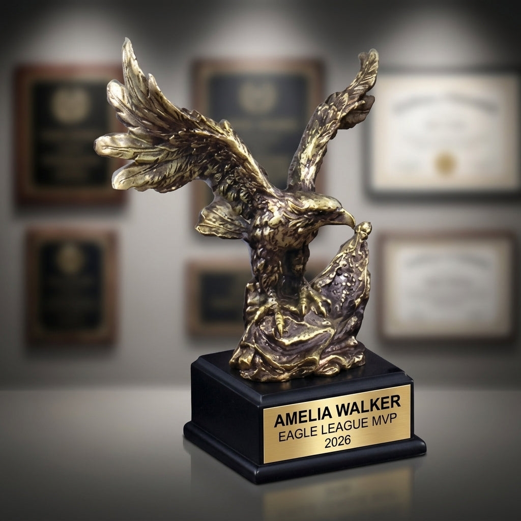 Personalized | Eagle Award | Custom Engraved | Trophy | Award | Engraved | Patriotic | Military | Leadership | Veteran | Recognition - View 3