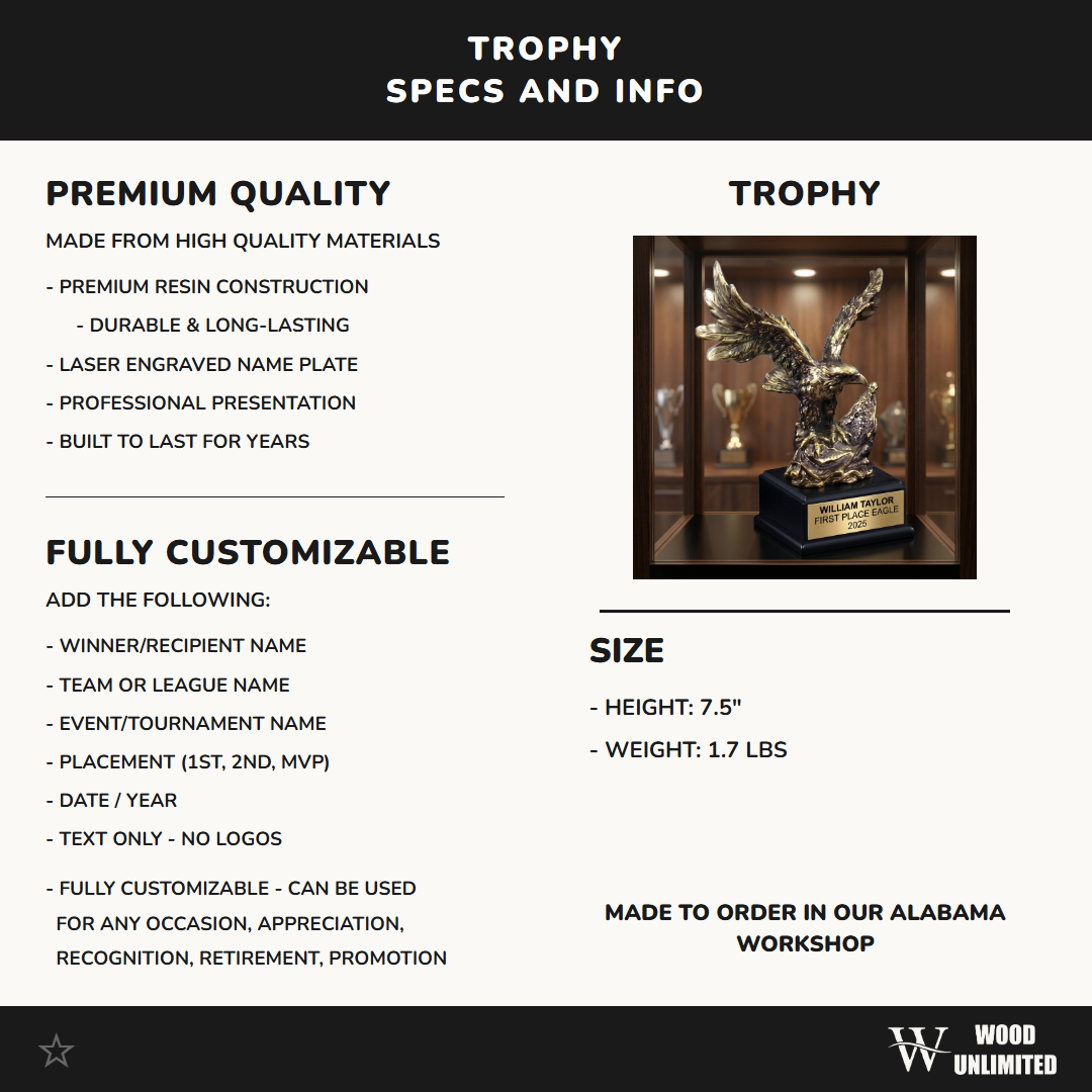 Personalized | Eagle Award | Custom Engraved | Trophy | Award | Engraved | Patriotic | Military | Leadership | Veteran | Recognition