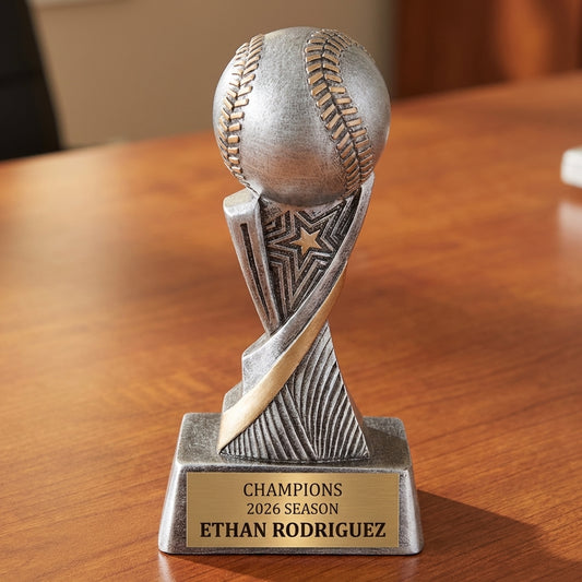 Personalized Baseball Trophy 6" - Custom Engraved ASP for Team, Coach & MVP - View 2