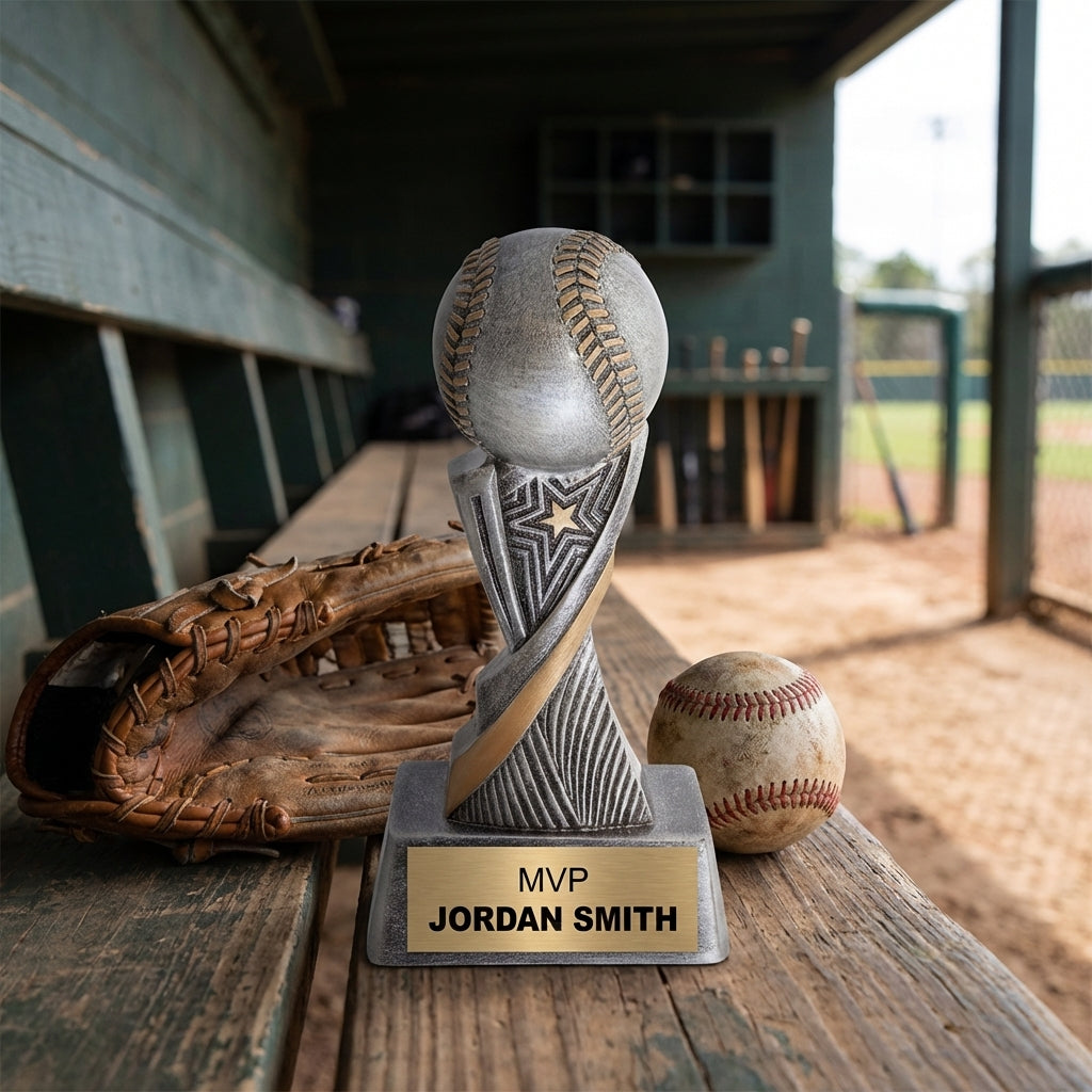 Personalized Baseball Trophy 6" - Custom Engraved ASP for Team, Coach & MVP - View 3