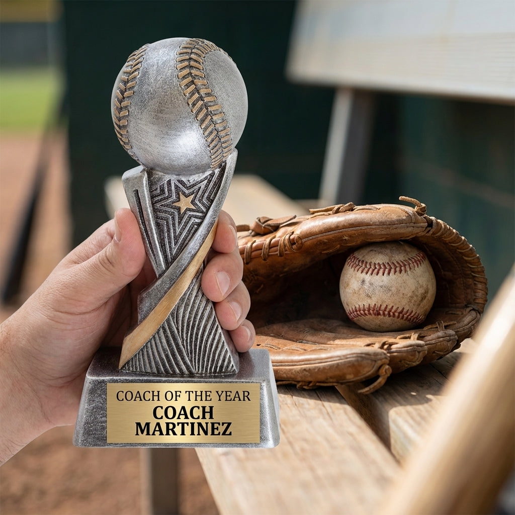Personalized Baseball Trophy 6" - Custom Engraved ASP for Team, Coach & MVP - View 5