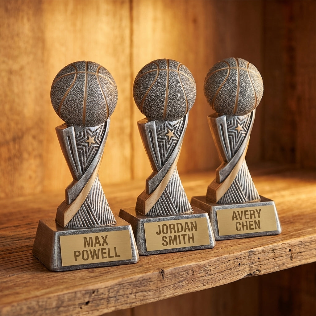 Personalized Basketball Trophy 6"/8" - Custom Engraved ASPIRE RESN for Team, Coach & MVP Awards - View 4