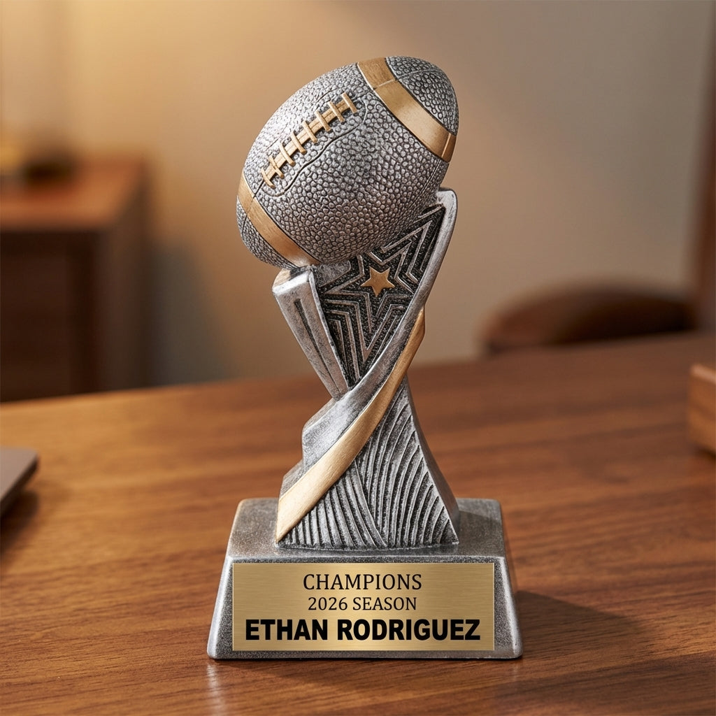 Personalized Football Trophy 6" - Custom Engraved ASP for Team, Coach & MVP - View 2