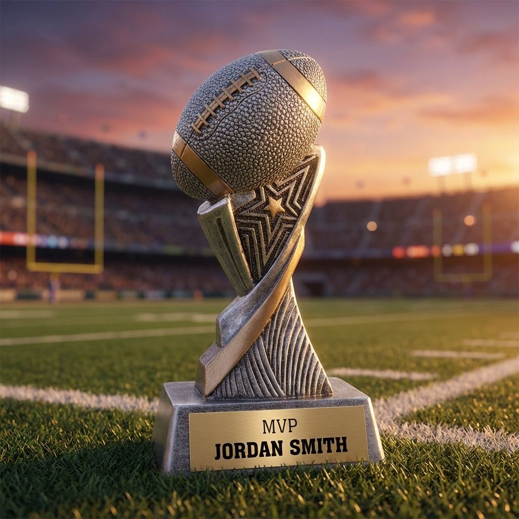Personalized Football Trophy 6" - Custom Engraved ASP for Team, Coach & MVP - View 3