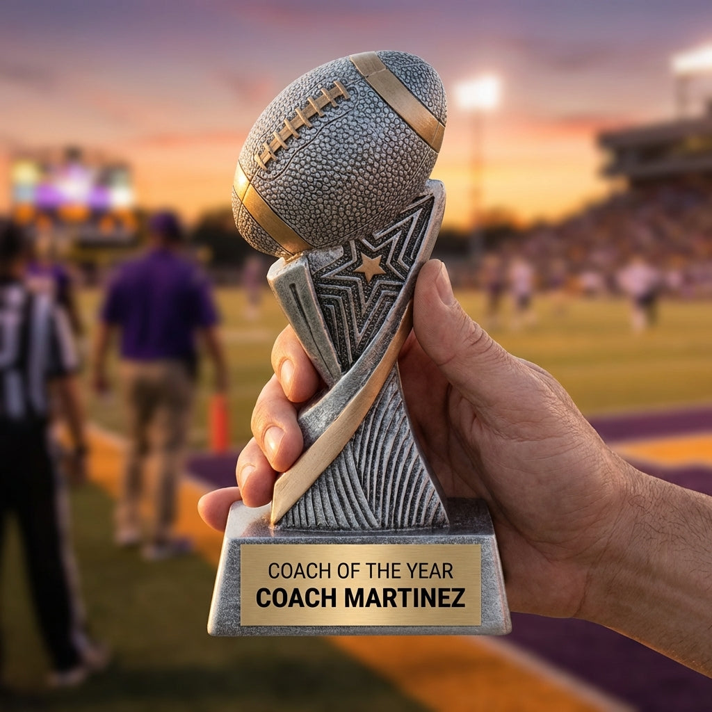 Personalized Football Trophy 6" - Custom Engraved ASP for Team, Coach & MVP - View 5