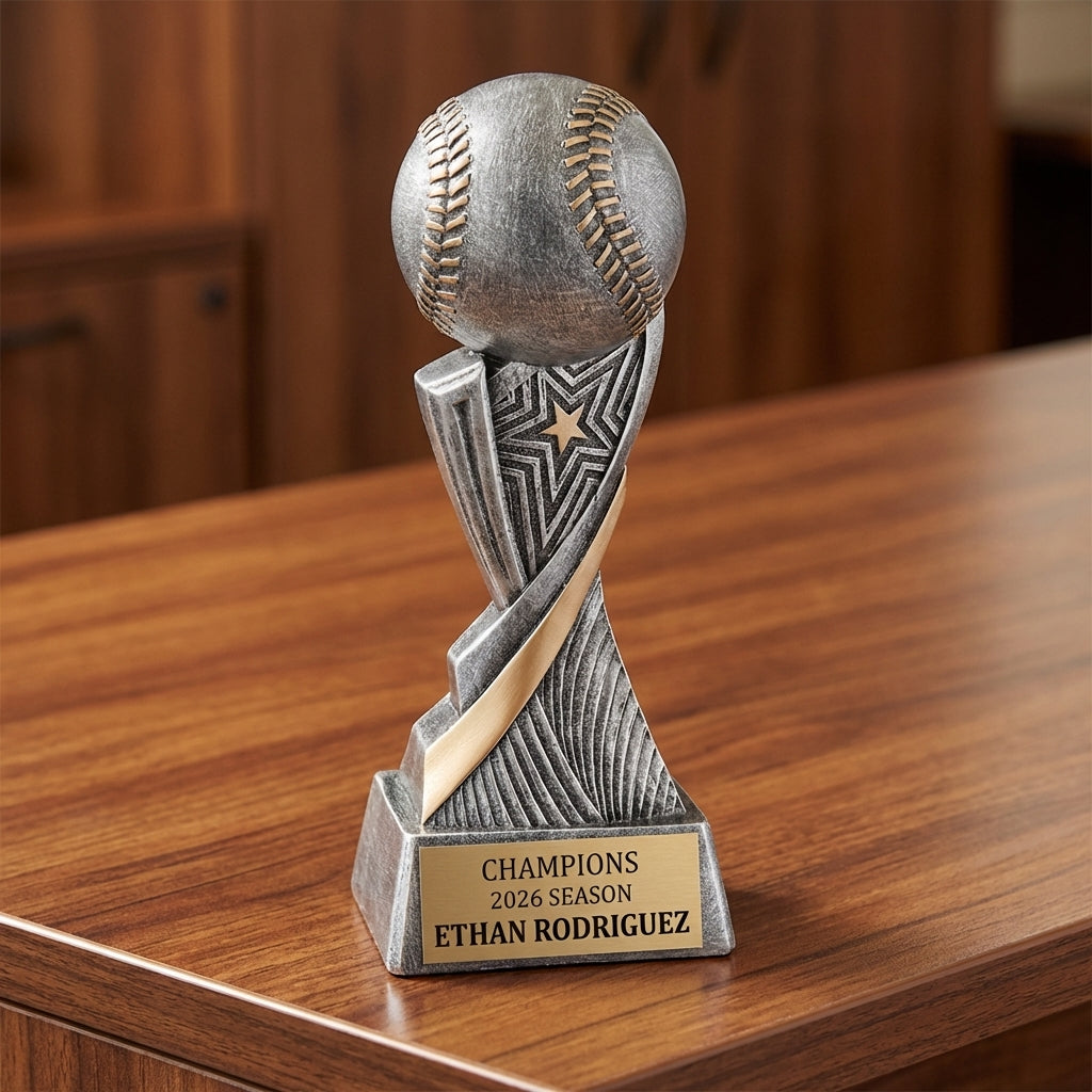 Personalized Baseball Trophy 8" - Custom Engraved ASP for Team, Coach & MVP - View 2