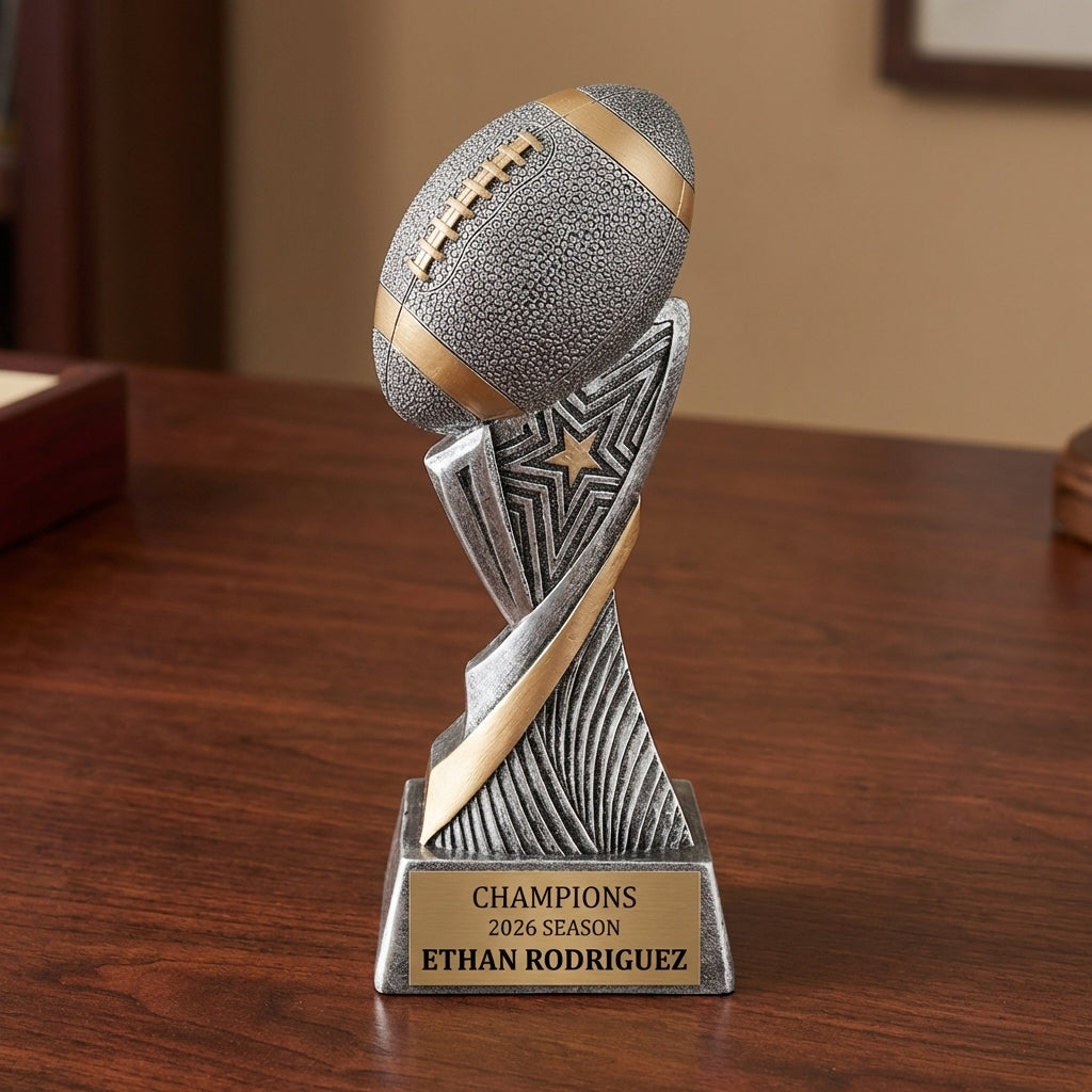 Personalized Football Trophy 8" - Custom Engraved ASP for Team, Coach & MVP - View 2