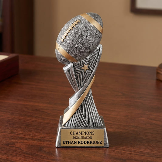 Personalized Football Trophy 8" - Custom Engraved ASP for Team, Coach & MVP - View 2