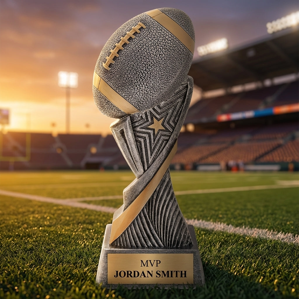 Personalized Football Trophy 8" - Custom Engraved ASP for Team, Coach & MVP - View 3