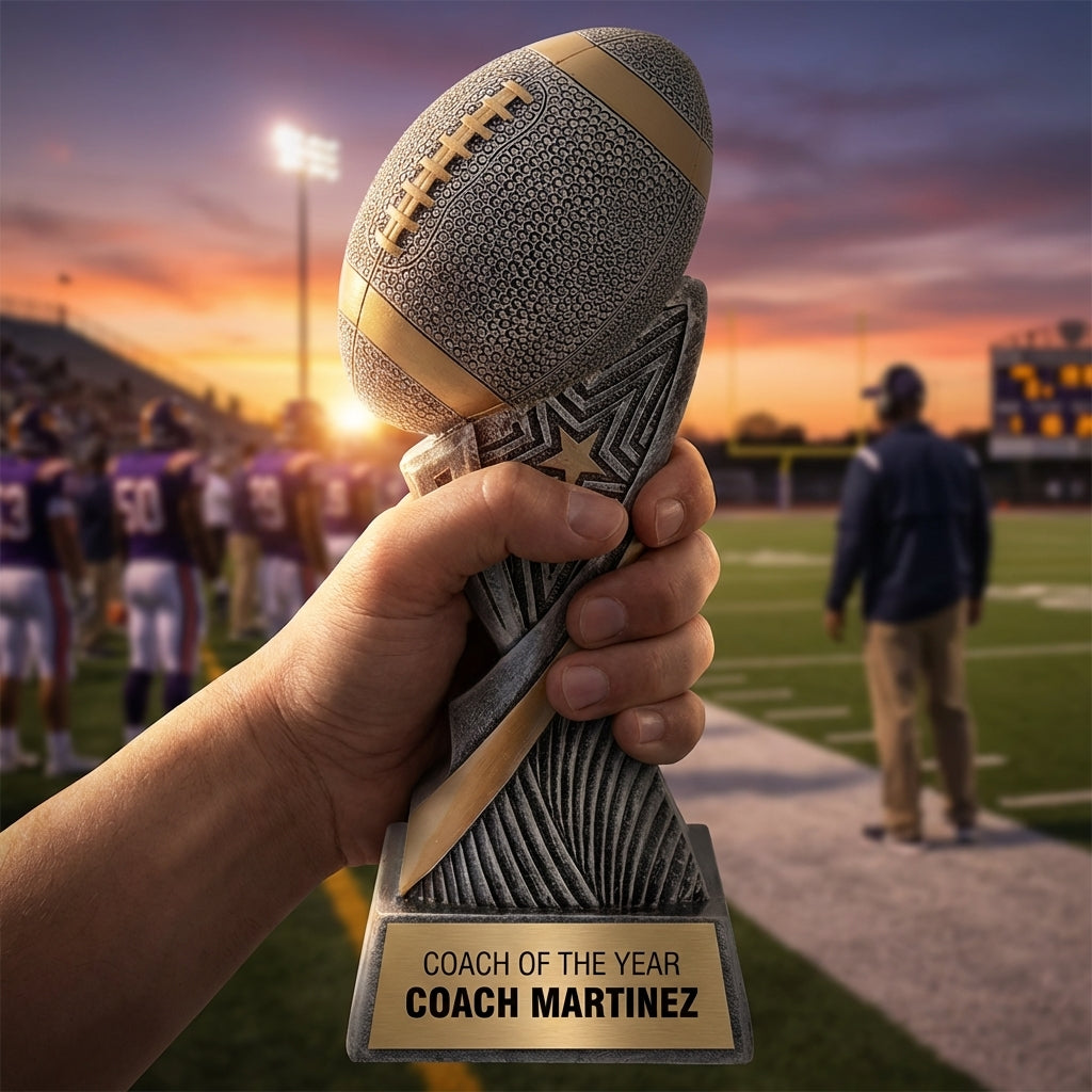 Personalized Football Trophy 8" - Custom Engraved ASP for Team, Coach & MVP - View 5