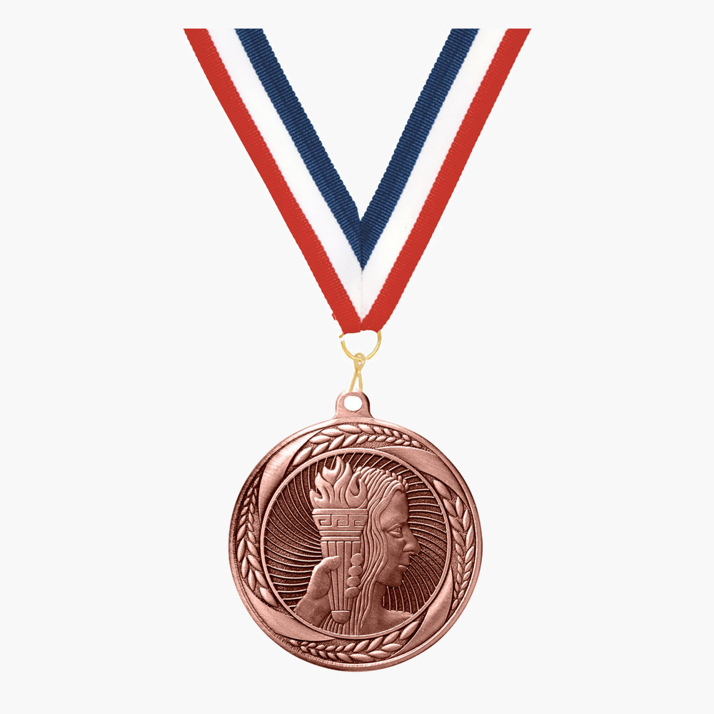 Personalized Achievement Medals with Neck Ribbon - Gold Silver Bronze - Custom Engraved