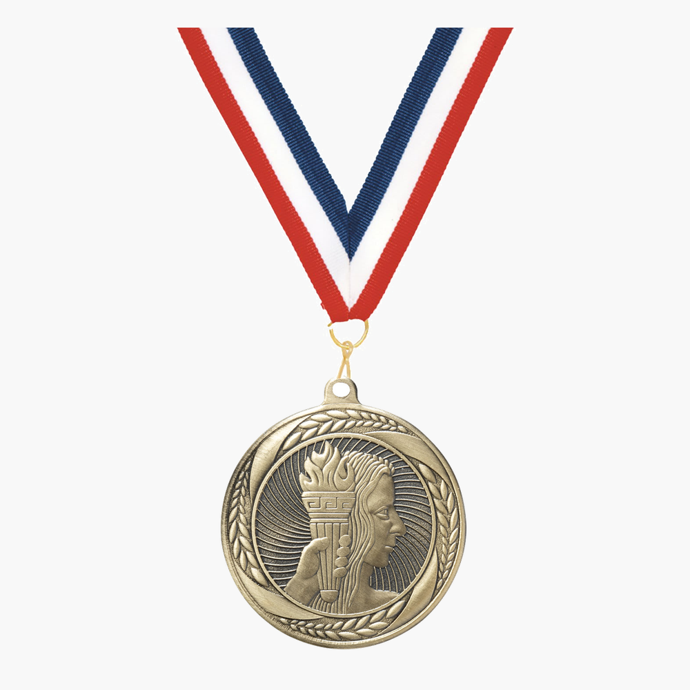 Personalized Achievement Medals with Neck Ribbon - Gold Silver Bronze - Custom Engraved