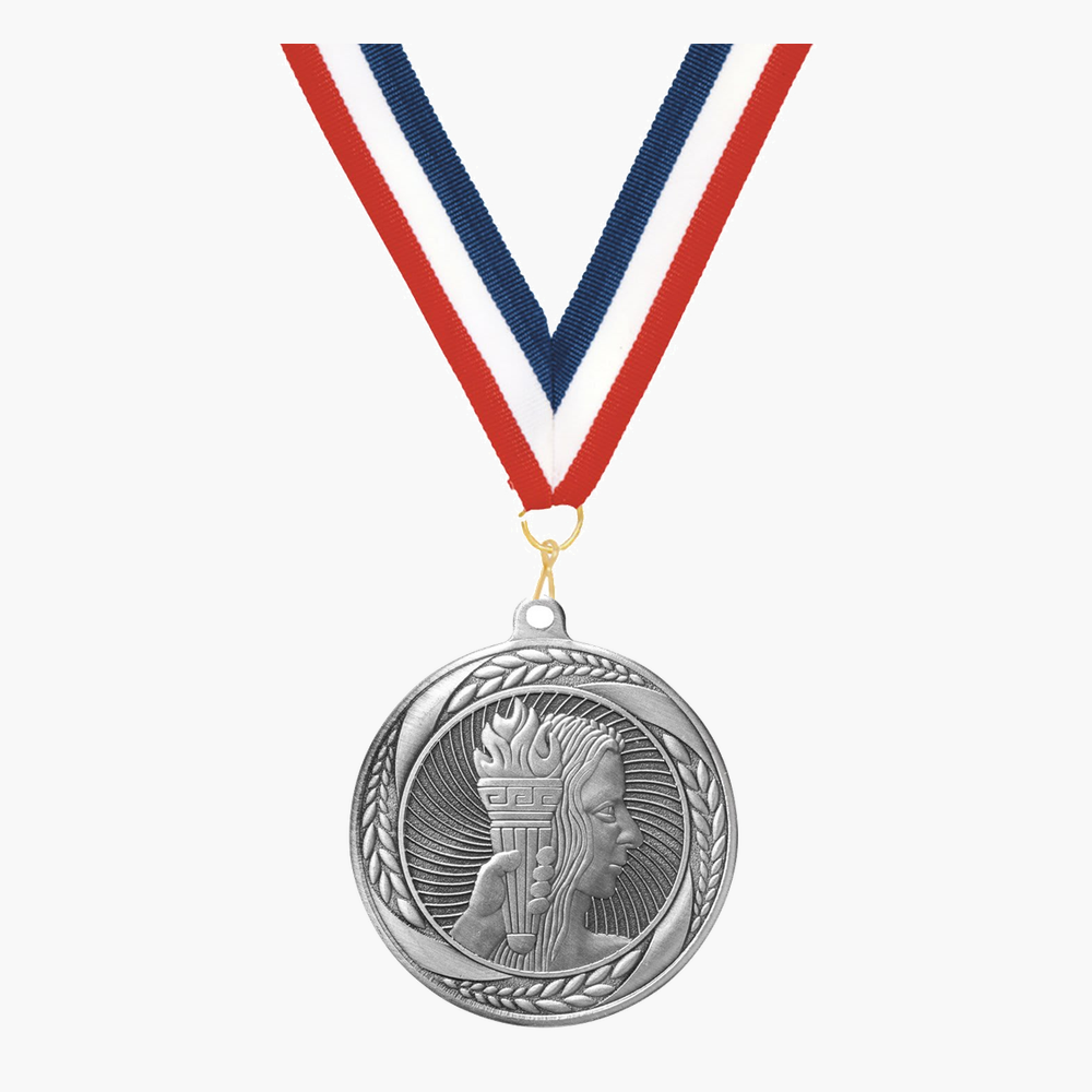 Personalized Achievement Medals with Neck Ribbon - Gold Silver Bronze - Custom Engraved