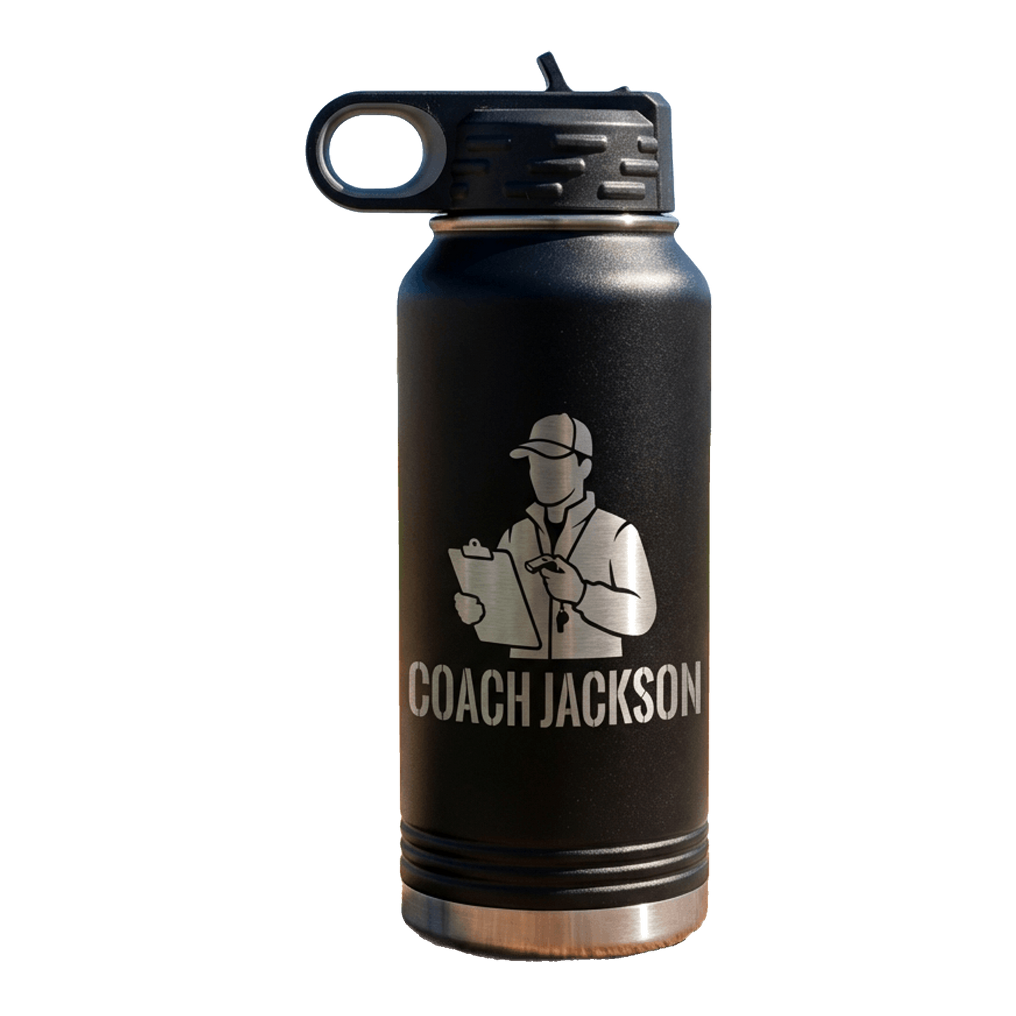 Personalized Baseball Coach Water Bottle Gift, End of Season Coach Appreciation, Custom Laser Engraved, Team Gift for Coach