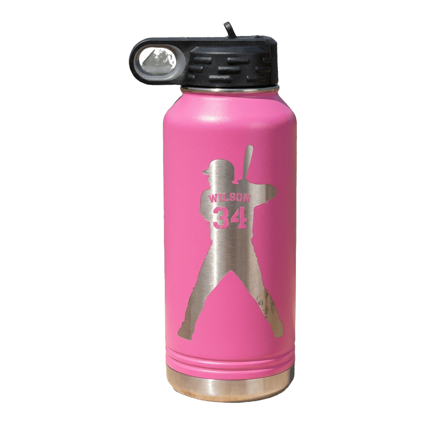 Personalized Baseball Player Gift Water Bottle - Team End of Season Award - Laser Engraved Durable Custom Name