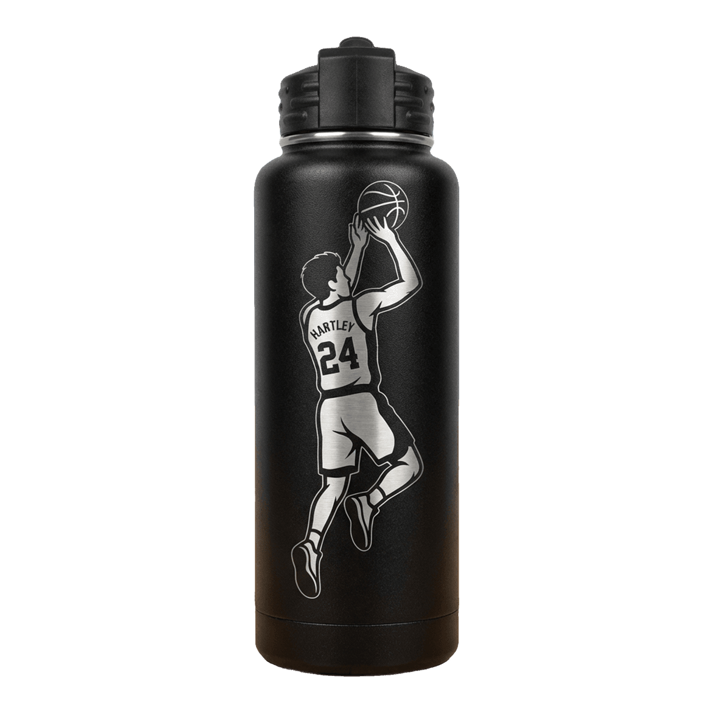 Personalized Basketball Player Gift Water Bottle - Custom Team Gift - Laser Engraved Durable Bottle - Custom Name & Number