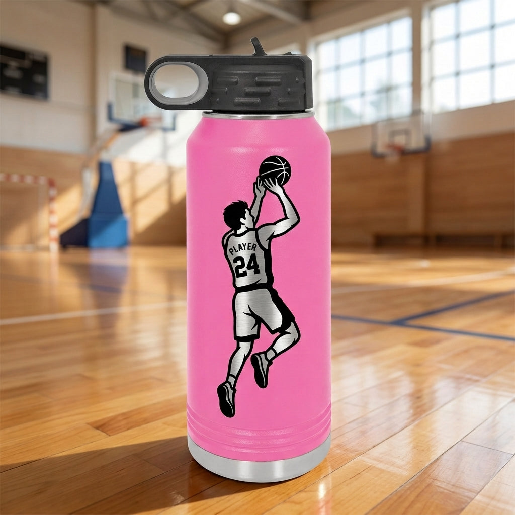 Personalized Basketball Player Gift Water Bottle - Custom Team Gift - Laser Engraved Durable Bottle - Custom Name & Number