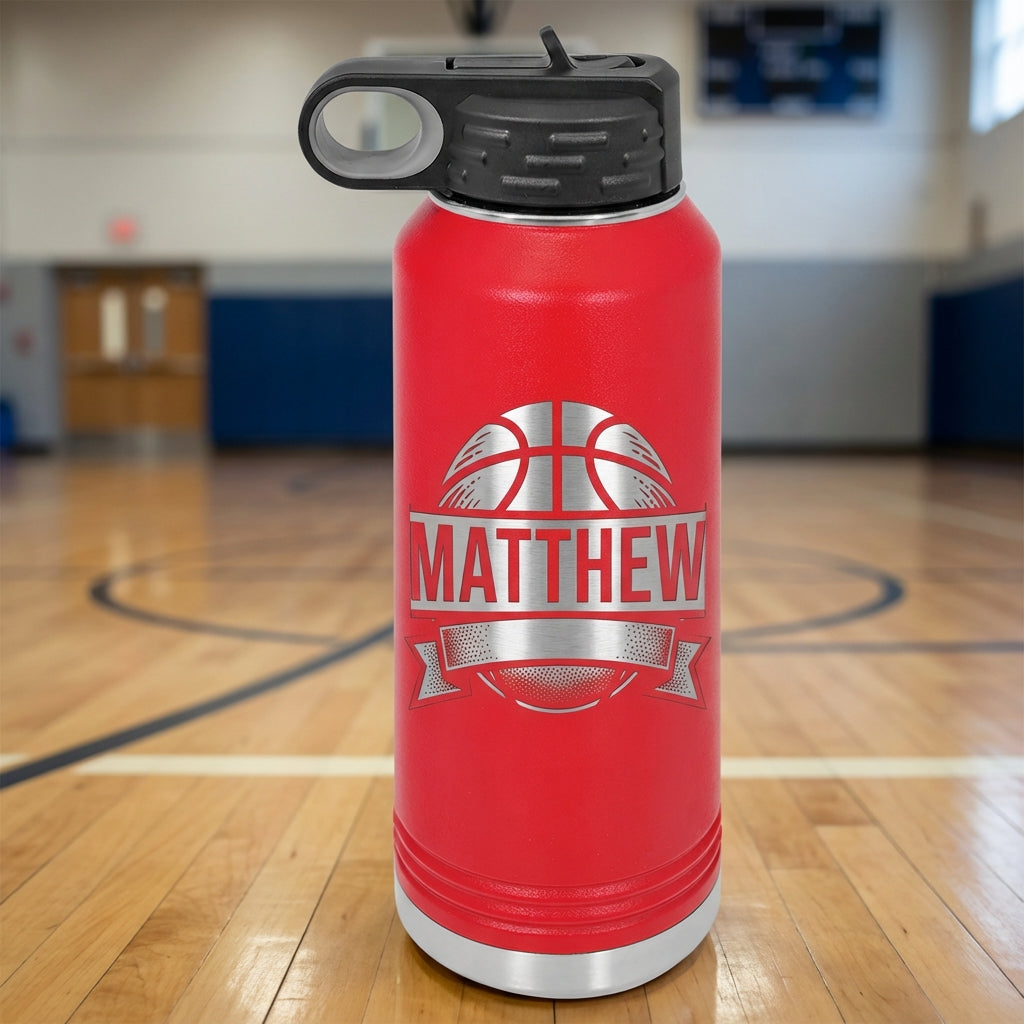 Personalized Basketball Player Gift Water Bottle - Custom Laser Engraved Sports Team Hydration - Coach End of Season Thank You - View 7