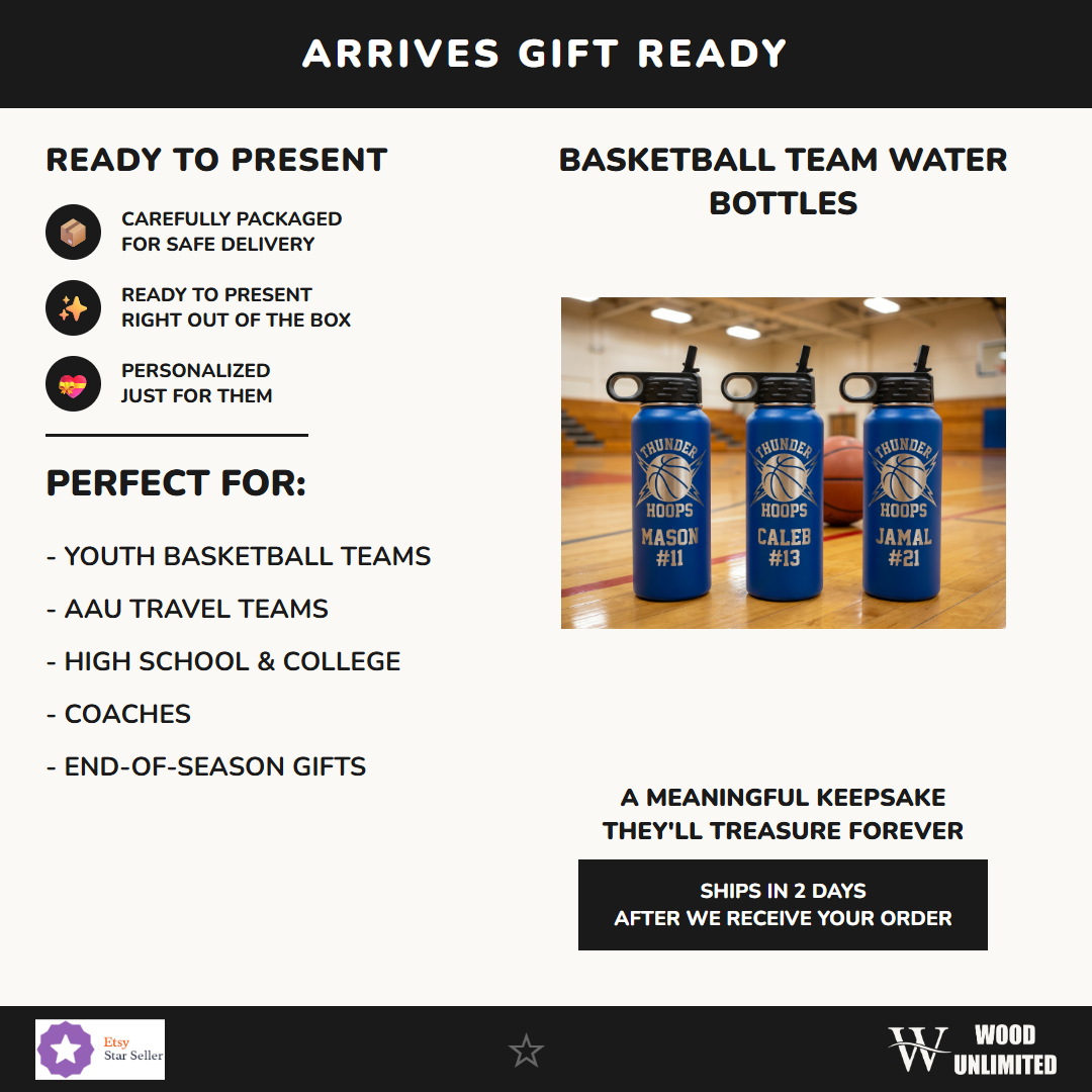 basketball team water bottle perfect gift youth aau high school college coaches end of season
