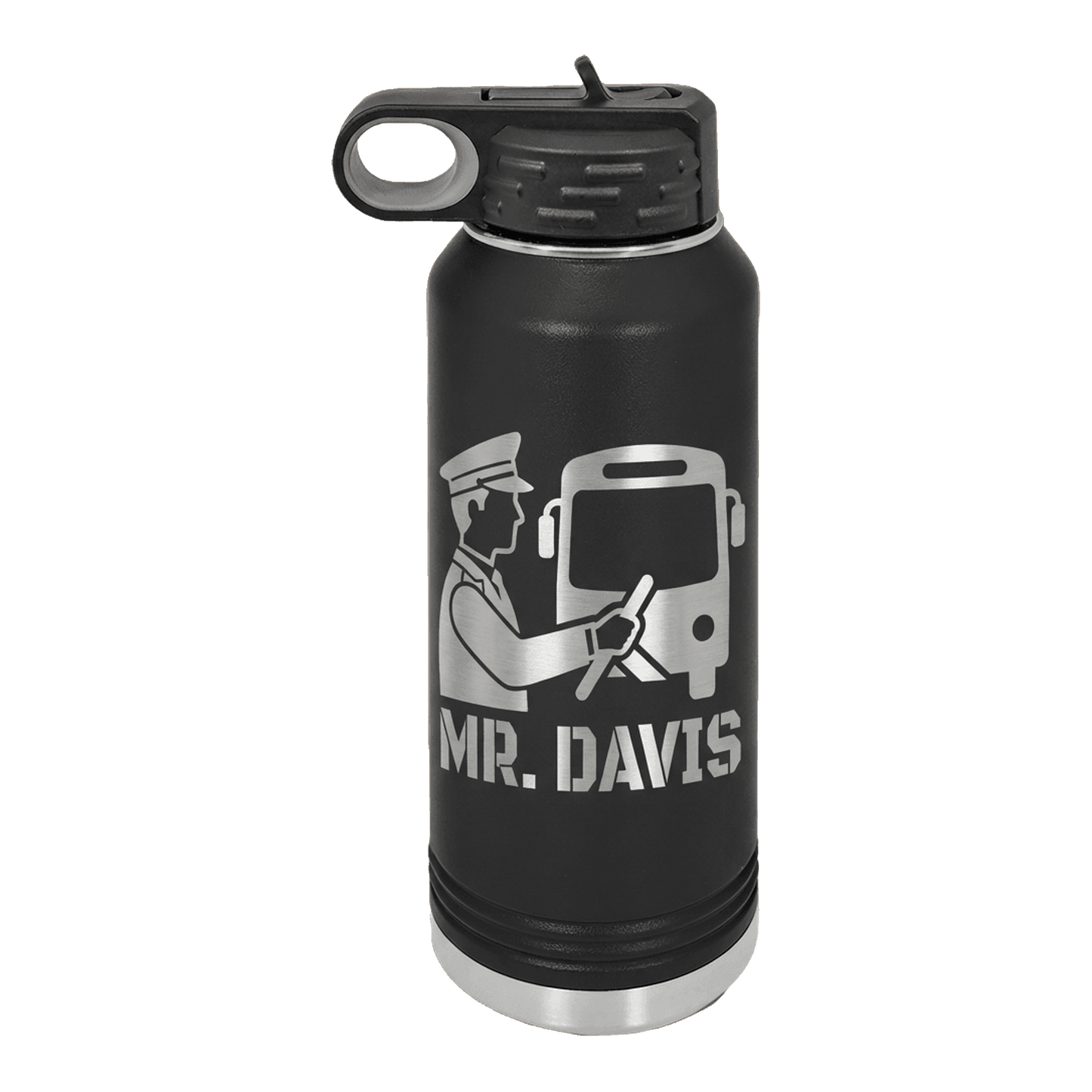 Personalized Bus Driver Gift Water Bottle, Thank You Gift, Appreciation Present, Custom Name Engraved 32oz Bottle, Durable Hydration