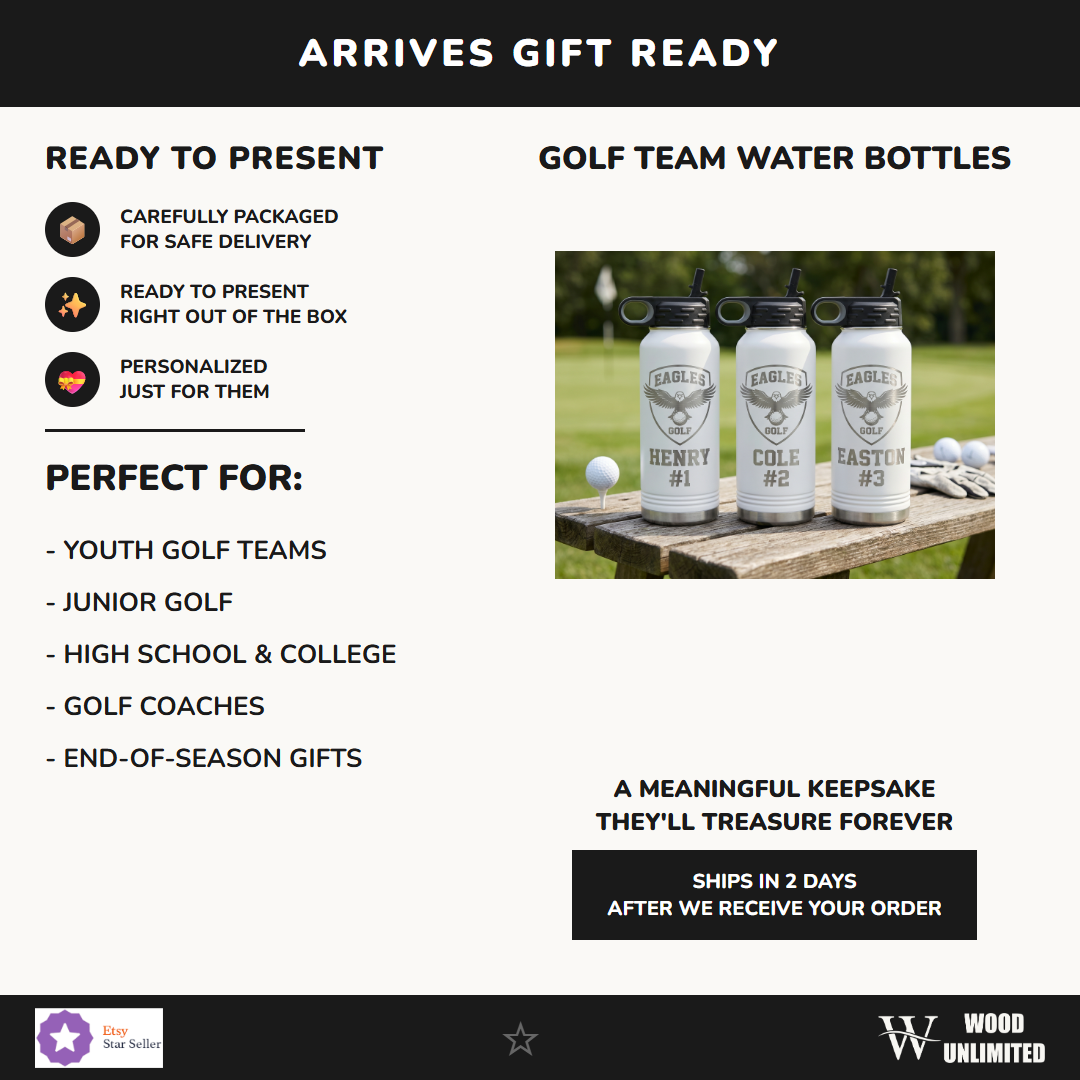 golf team water bottle perfect gift youth junior high school college coaches