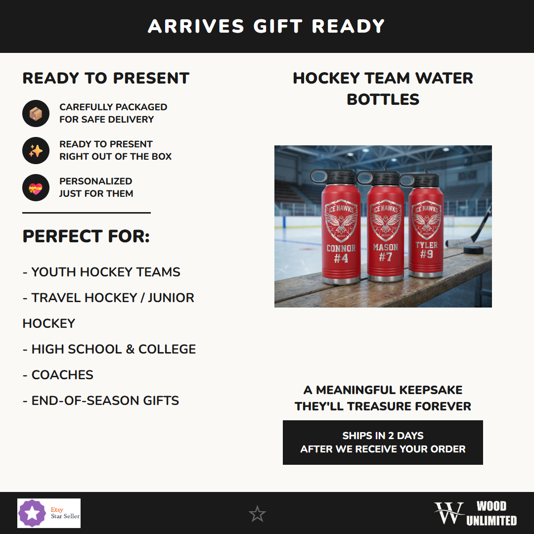 hockey team water bottle perfect gift youth travel high school junior college coaches