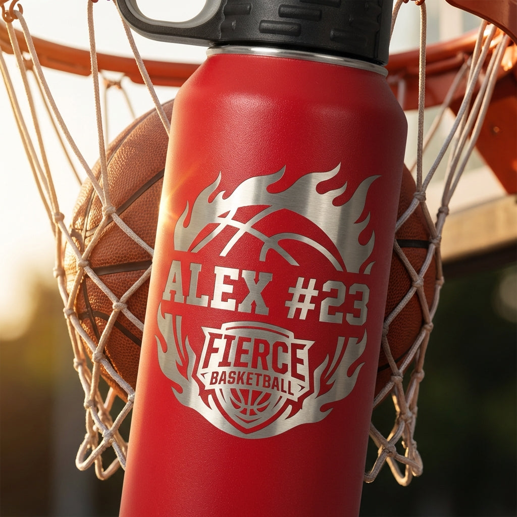 Personalized Basketball Player Water Bottle, Custom Engraved Team Gift, Durable Athlete Hydration, End of Season Award, Custom Name - View 2