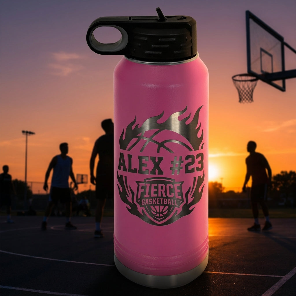 Personalized Basketball Player Water Bottle, Custom Engraved Team Gift, Durable Athlete Hydration, End of Season Award, Custom Name - View 4