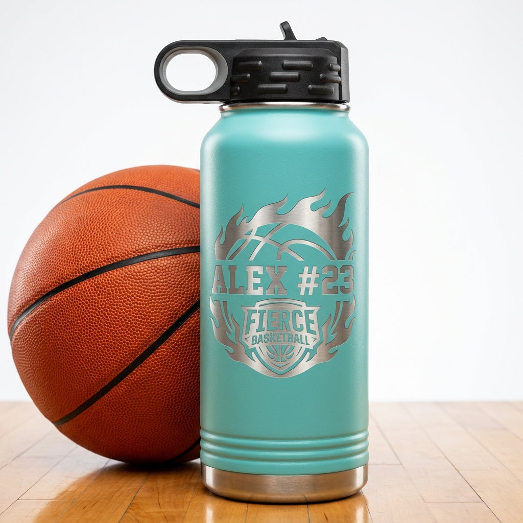 Personalized Basketball Player Water Bottle, Custom Engraved Team Gift, Durable Athlete Hydration, End of Season Award, Custom Name - View 5