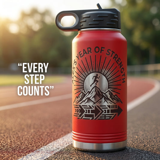 Personalized Motivational Runner Water Bottle - Custom Engraved Gift for Athletes & Achievers - Durable 32oz Bottle