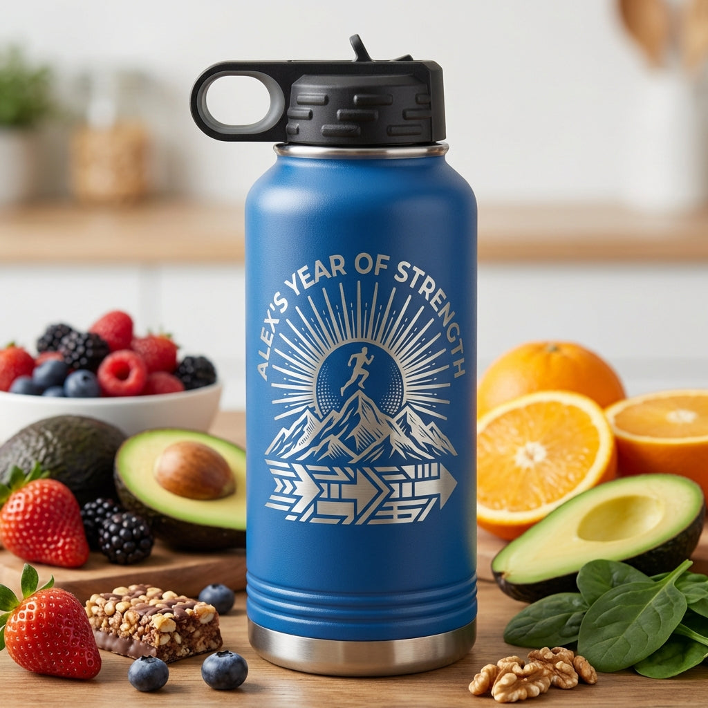 Personalized Motivational Runner Water Bottle - Custom Engraved Gift for Athletes & Achievers - Durable 32oz Bottle