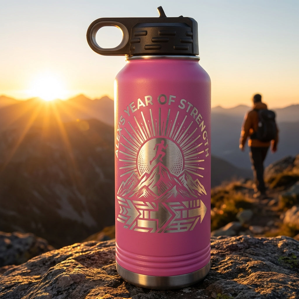 Personalized Motivational Runner Water Bottle - Custom Engraved Gift for Athletes & Achievers - Durable 32oz Bottle