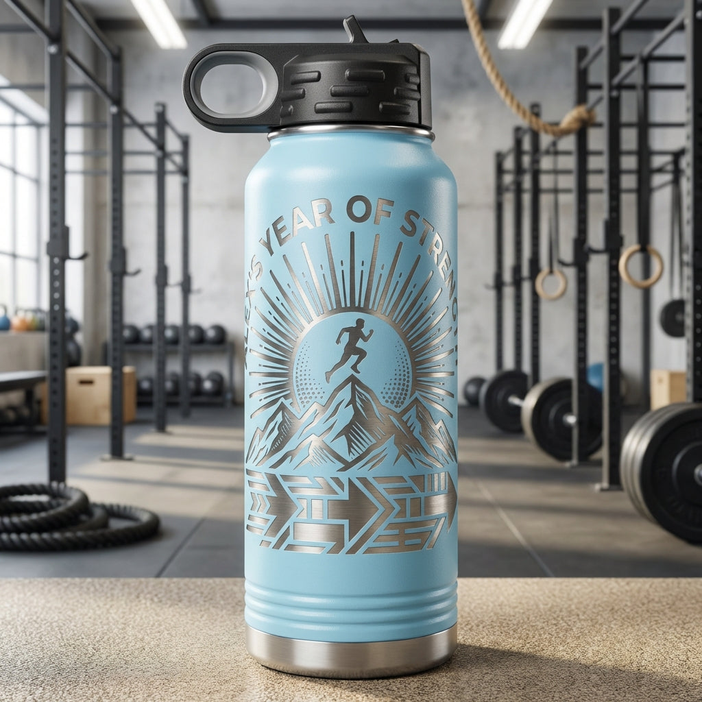 Personalized Motivational Runner Water Bottle - Custom Engraved Gift for Athletes & Achievers - Durable 32oz Bottle