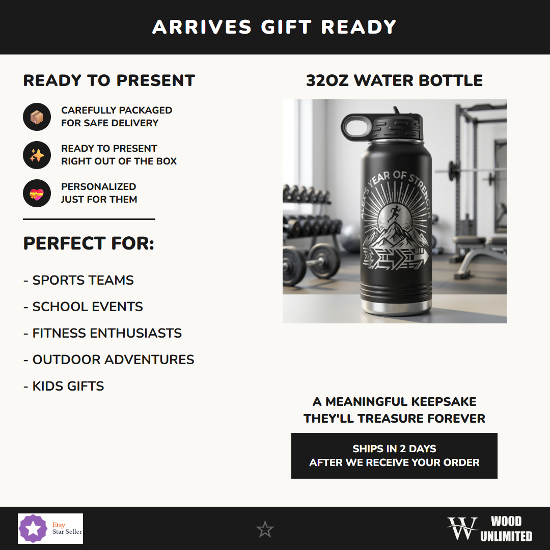 Personalized Motivational Runner Water Bottle - Custom Engraved Gift for Athletes & Achievers - Durable 32oz Bottle