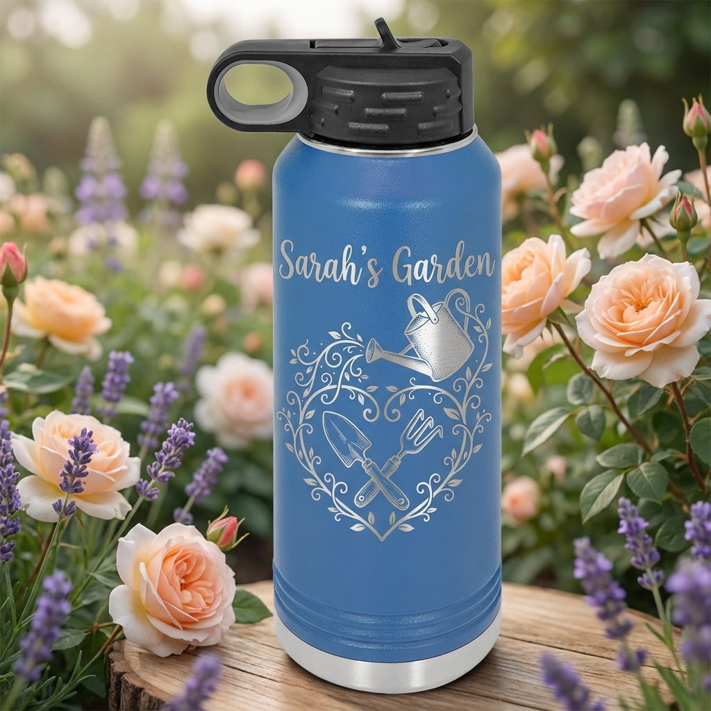 Personalized Gardener Water Bottle Gift, Custom Garden Lover Hydration Bottle, Laser Engraved, Unique Gardening Present - View 3