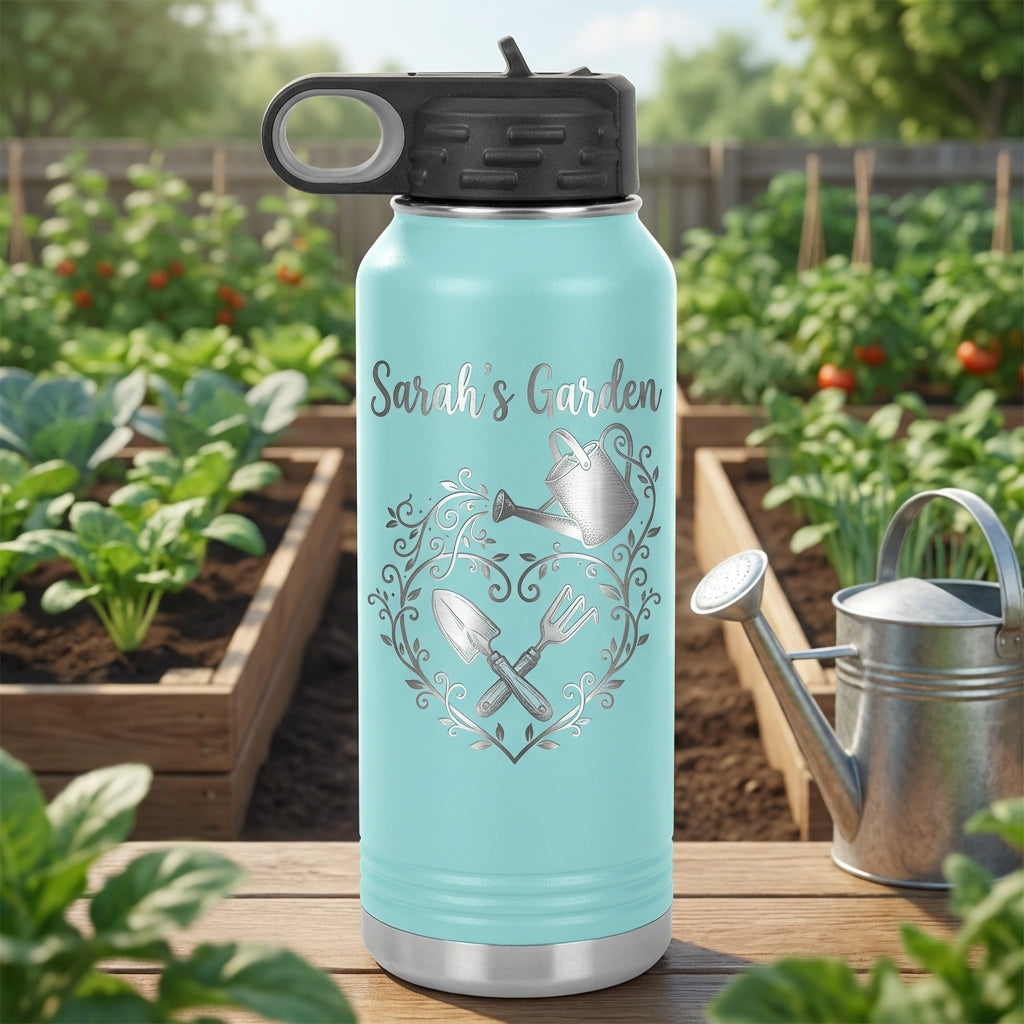 Personalized Gardener Water Bottle Gift, Custom Garden Lover Hydration Bottle, Laser Engraved, Unique Gardening Present - View 5