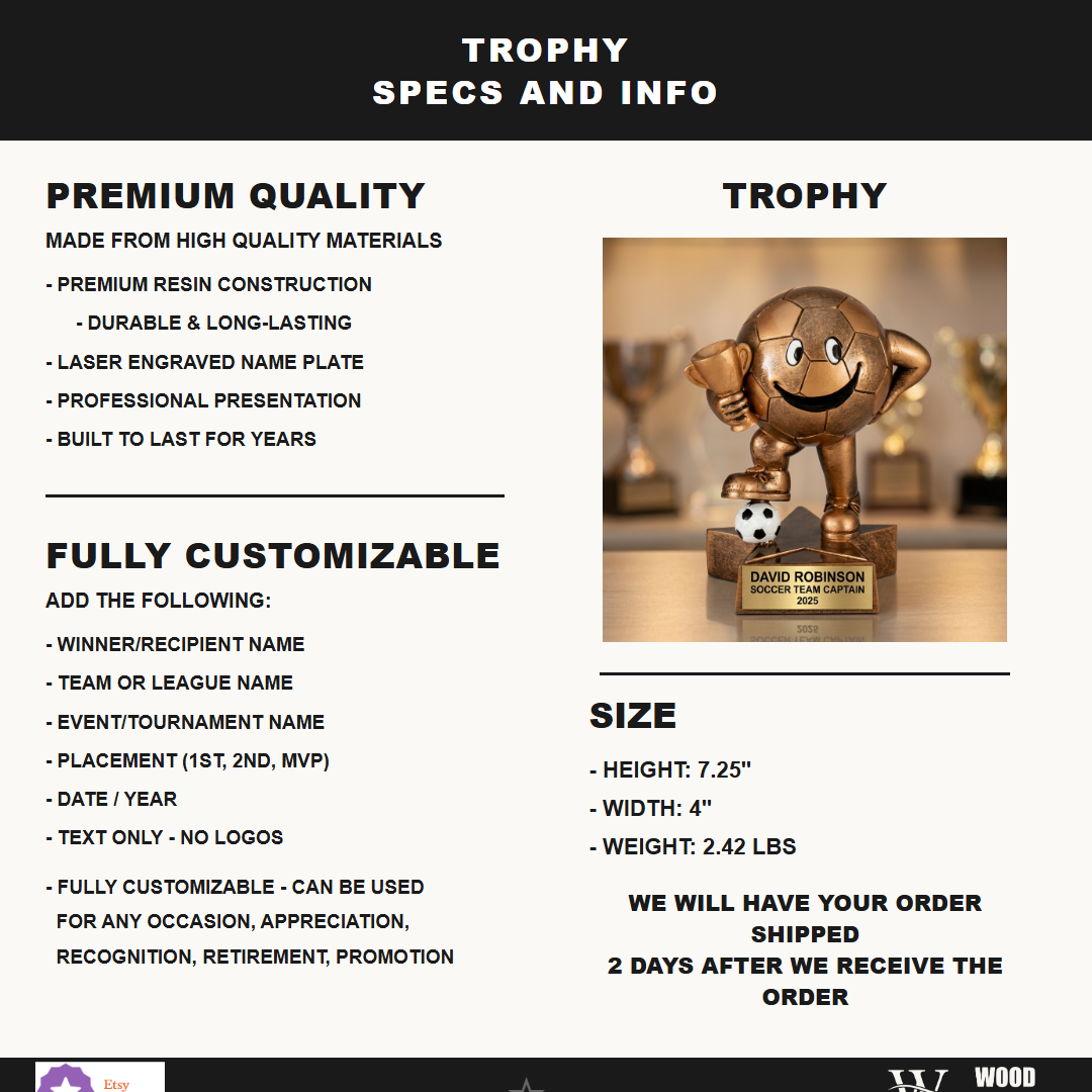 Soccer Big Buddy Resin Trophy 7¼"