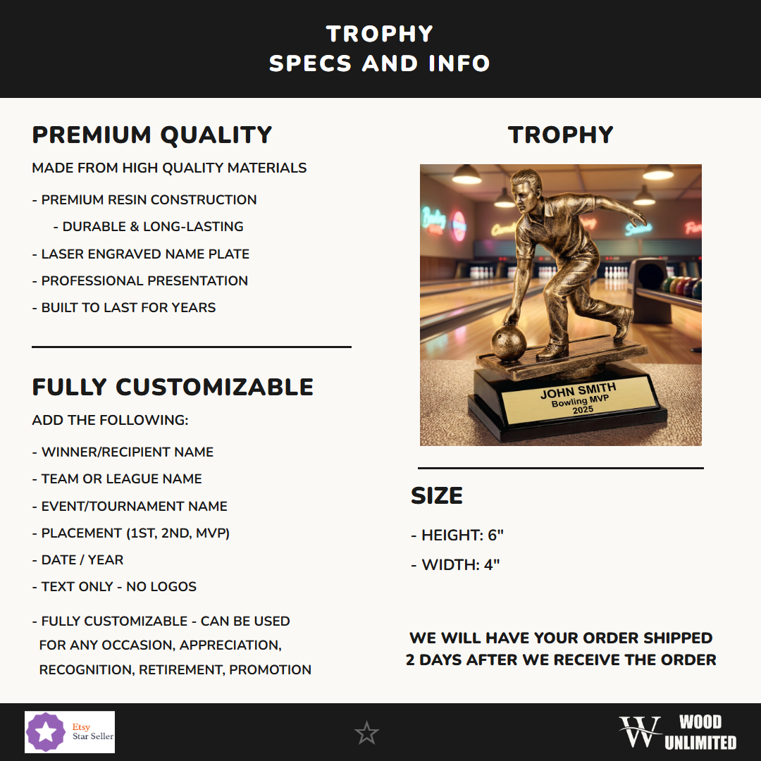 Personalized Bowling Trophy | Custom Engraved Award for Leagues & MVPs