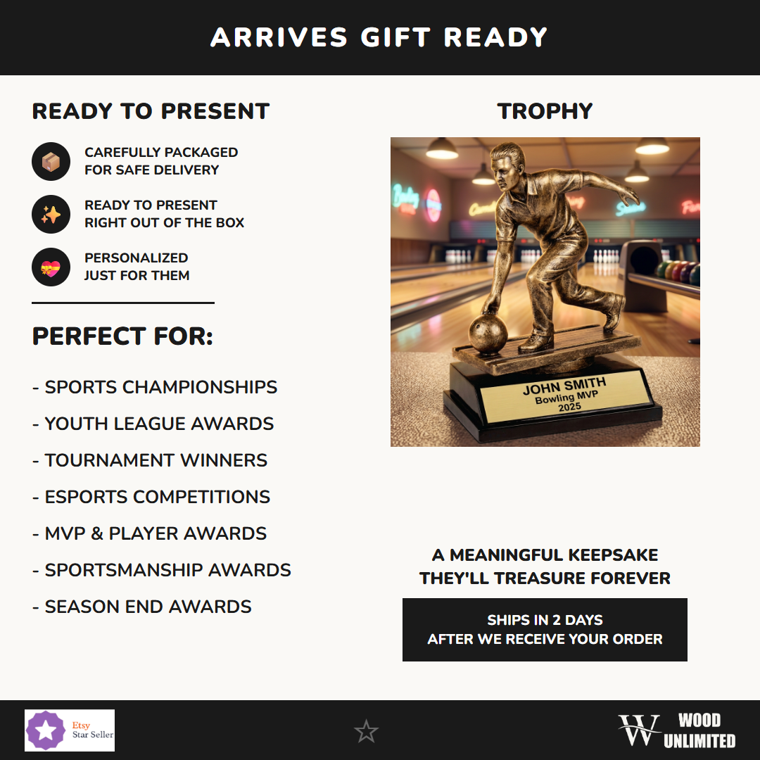 Personalized Bowling Trophy | Custom Engraved Award for Leagues & MVPs