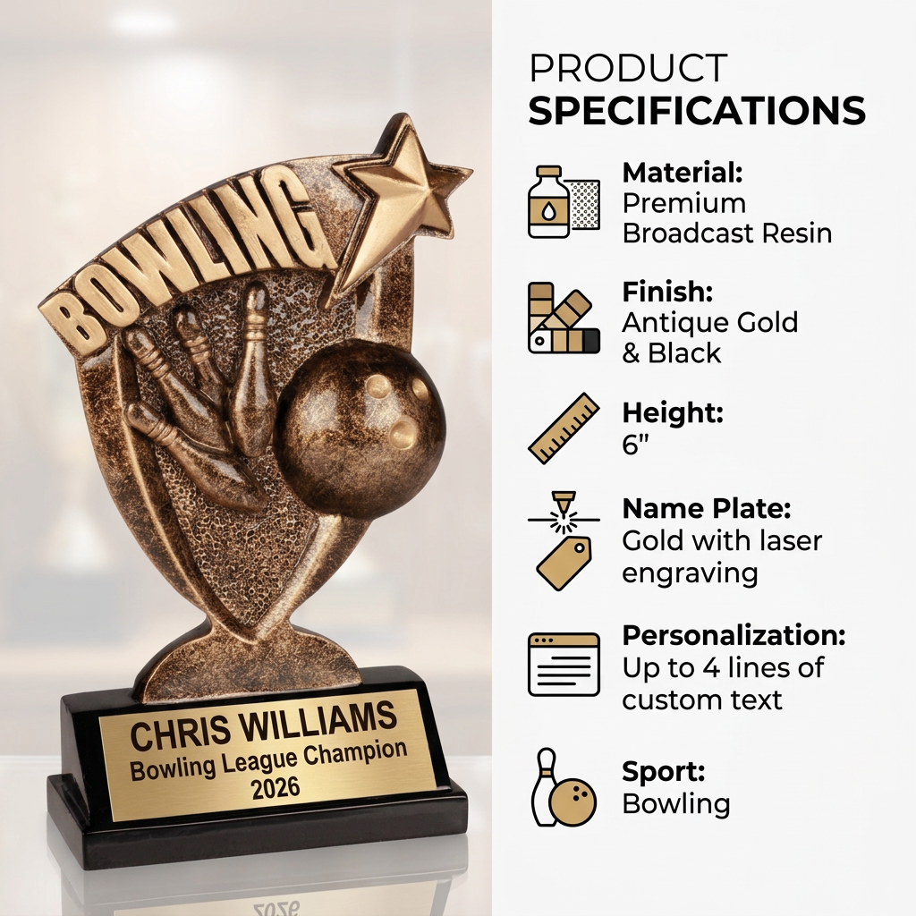 Personalized Bowling Trophy | Custom Engraved Award for Leagues & MVPs