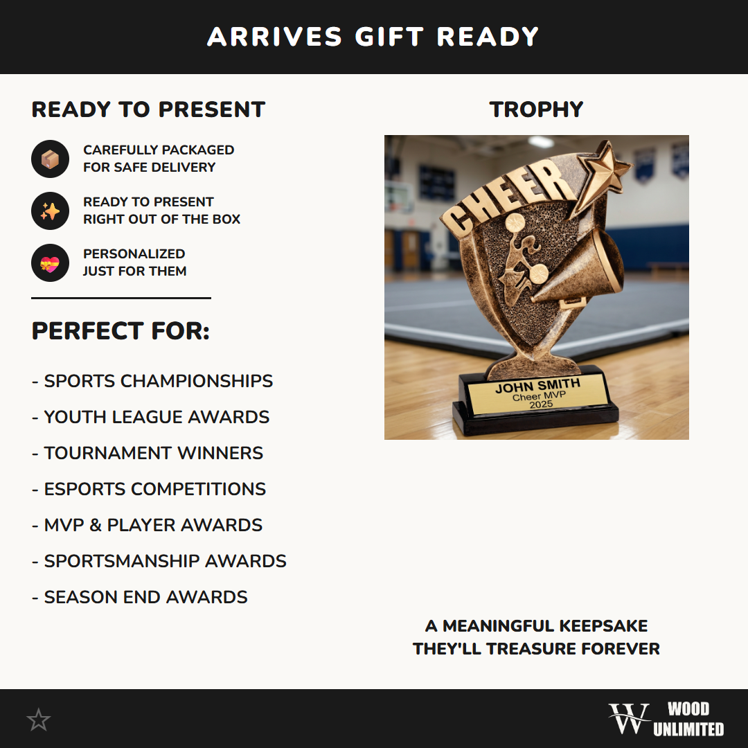 Personalized Cheer Trophy – Custom Engraved Cheerleading Award