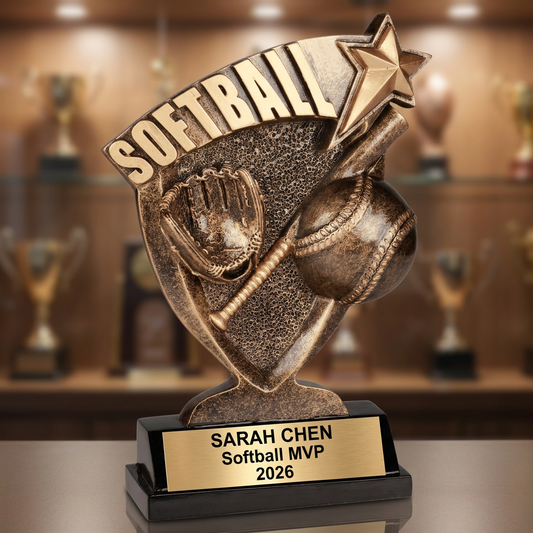 Personalized Softball Trophy - Custom Engraved Team & MVP Award