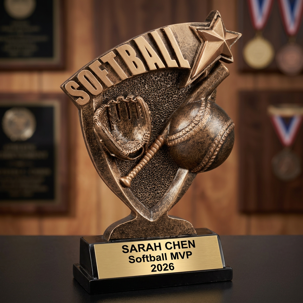 Personalized Softball Trophy - Custom Engraved Team & MVP Award
